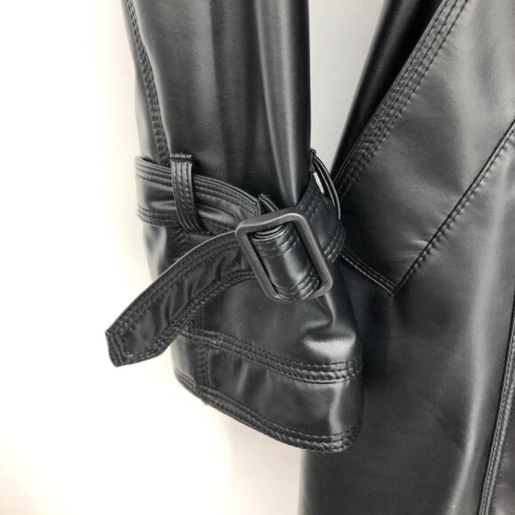 Nancy Lord Couture Vancouver Black  Double Breasted Leather Trench Coat - Picture 7 of 16